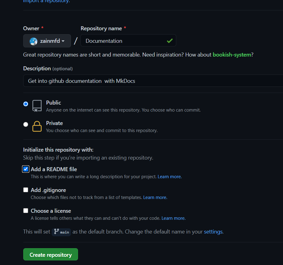 main info page of repo